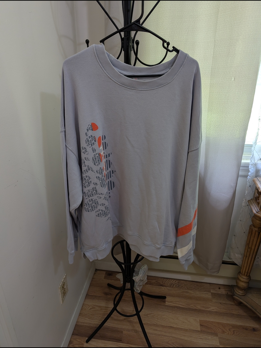 FP Movement by Free People Light Gray Sweatshirt with Orange Stripe Size XL